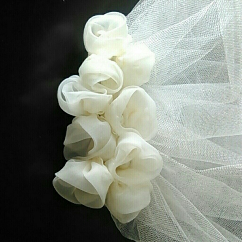 Ivory Floral Tulle Hair Accent - Bridal Hair Accessory